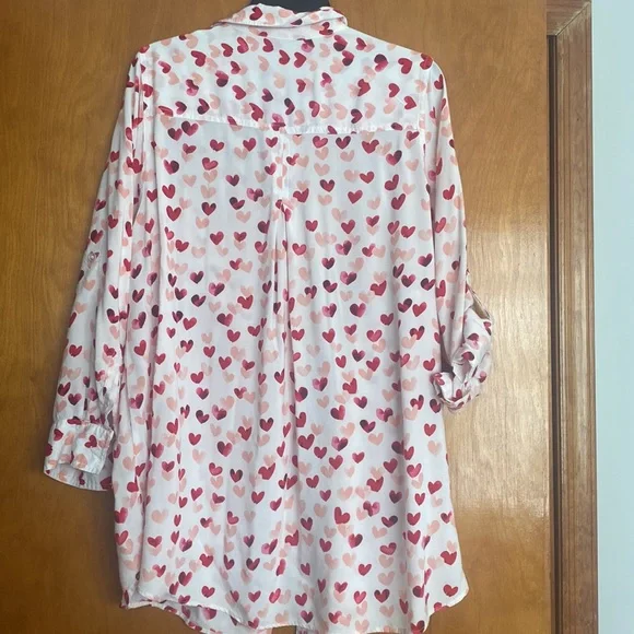 Shirt blouse in pink and red heart size 1X - Picture 5 of 5